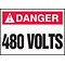 ACCUFORM SIGNS® Safety Label, DANGER 480 VOLTS, 2½ x 3½, Adhesive Vinyl, 5/Pk