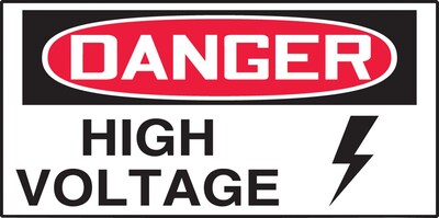 Accuform Safety Label, DANGER HIGH VOLTAGE, 1 1/2 x 3, Adhesive Vinyl, 10/Pack (LELC101VSP)