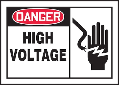 ACCUFORM SIGNS® Safety Label, DANGER HIGH VOLTAGE, 3½ x 5, Adhesive Vinyl, 5/Pk