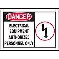 ACCUFORM SIGNS® Label, DANGER ELECTRICAL EQUIPMENT AUTHORIZED PERSONNEL, 3½x5 Adhesive Vinyl, 5/Pk