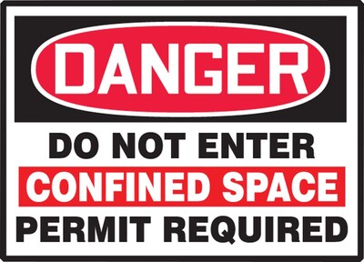 Accuform Label, DANGER DO NOT ENTER CONFINED SPACE PERMIT REQD, 3 1/2x5, Adhesive Vinyl, 5/Pack (LCSP268VSP)