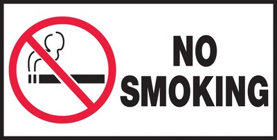 Accuform Safety Label, NO SMOKING, 1 1/2 x 3, Adhesive Vinyl, 10/Pack (LSMK504VSP)