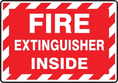 Accuform Safety Label, FIRE EXTINGUISHER INSIDE, 3 1/2 x 5, Adhesive Vinyl, 5/Pack (LFXG571VSP)