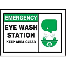 Accuform Label, EMERGENCY EYE WASH STATION KEEP AREA CLEAR, 3 1/2x5, Adhesive Vinyl, 5/Pack (LFSD9