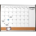 Staples® 2W x 1.5H Magnetic Cork & Dry Erase Calendar Whiteboard, Black/Silver Frame (52487/28214)