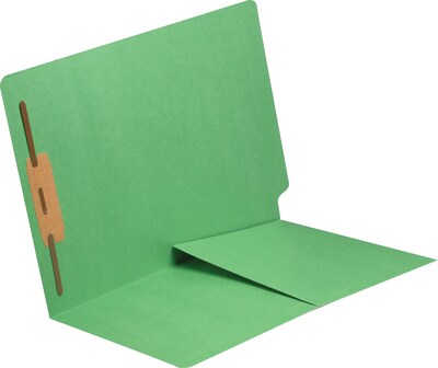 Medical Arts Press® 11 pt. Colored End-Tab Pocket Folders; 1 Fastener, Green, 250/Box