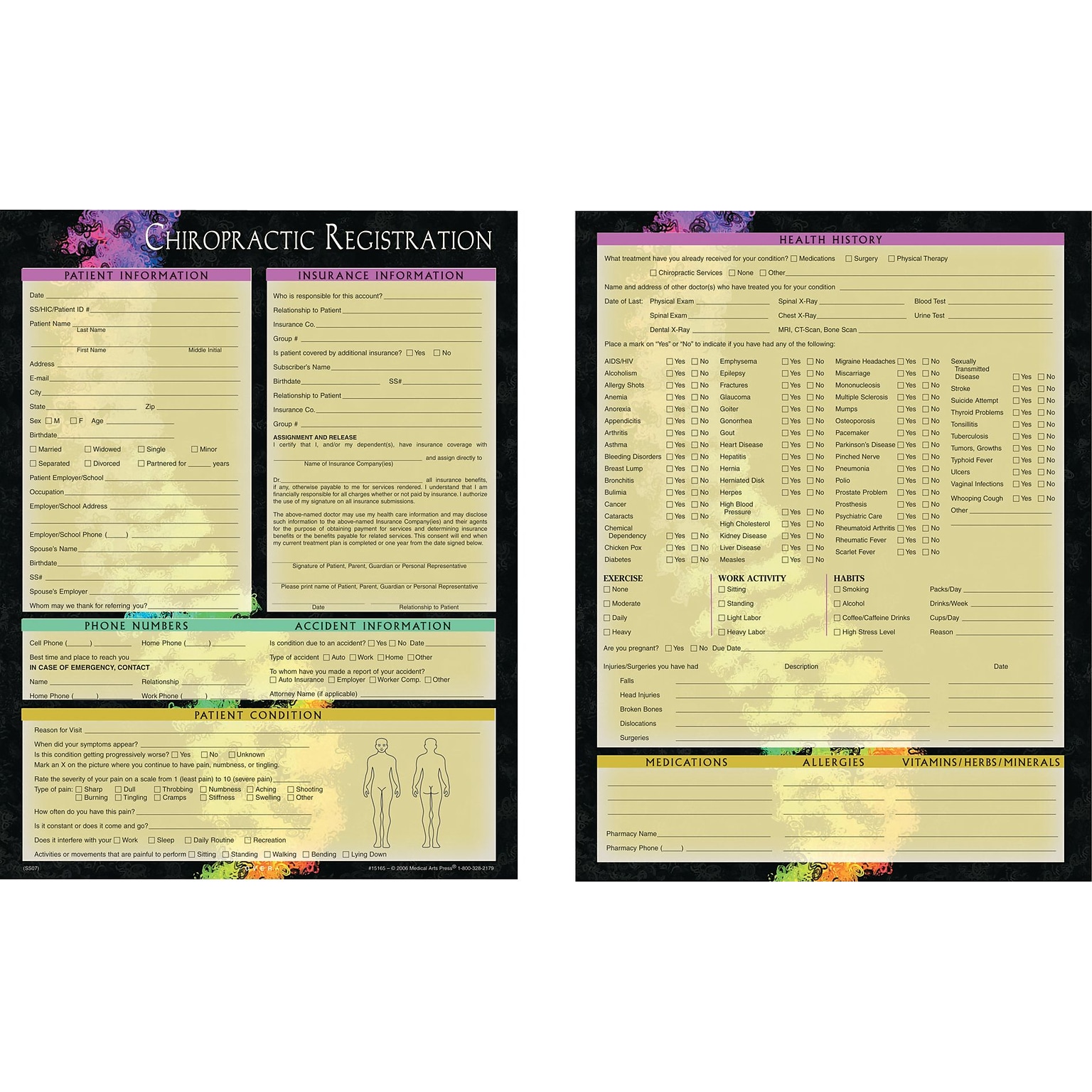 Medical Arts Press® Chiropractic Registration and History Forms, Holistic Care