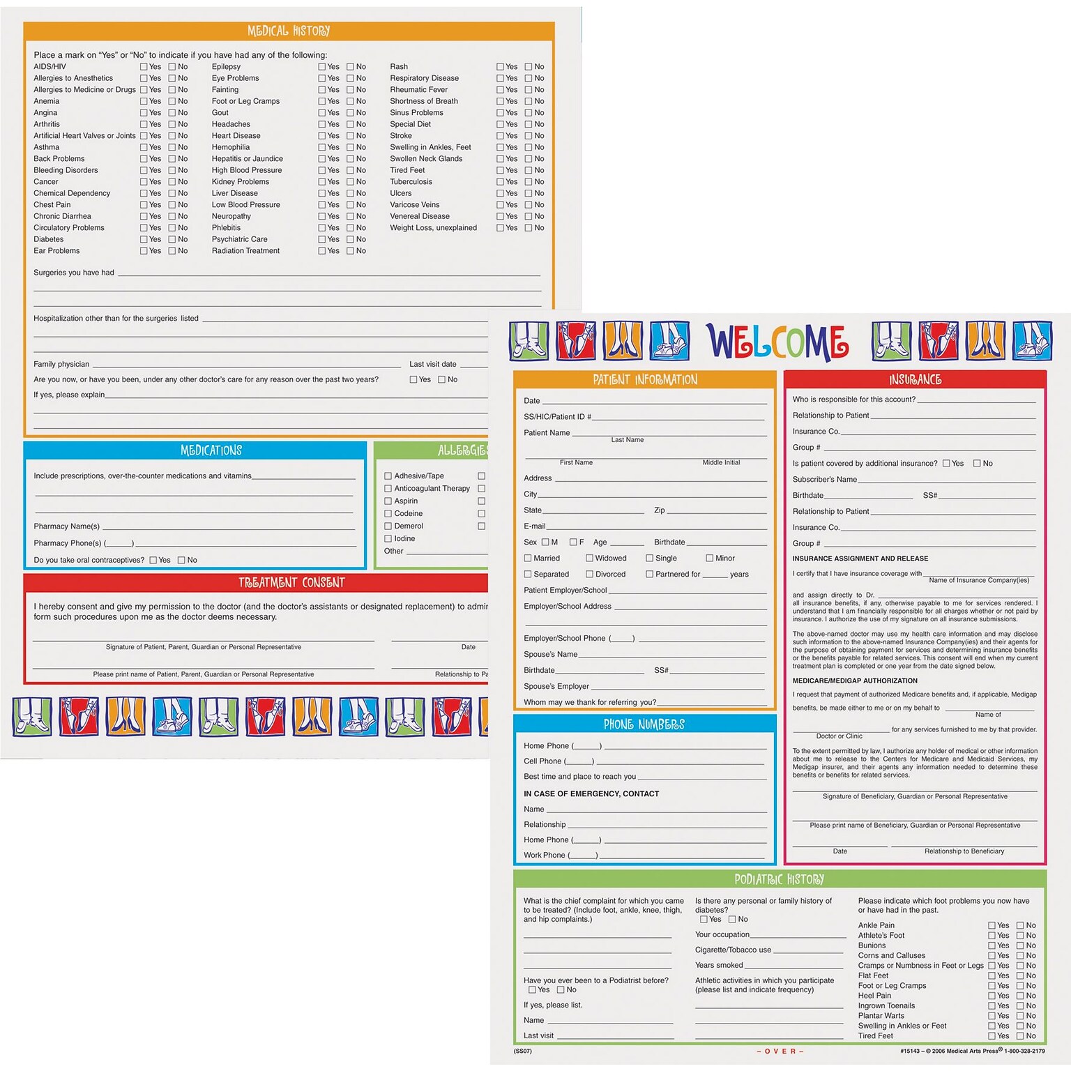 Medical Arts Press® Podiatry Registration and History Forms, Love Your Feet