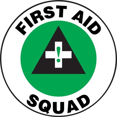 ACCUFORM SIGNS® Hard Hat/Helmet Decal, FIRST AID SQUAD, 2¼, Adhesive Vinyl, 10/Pk