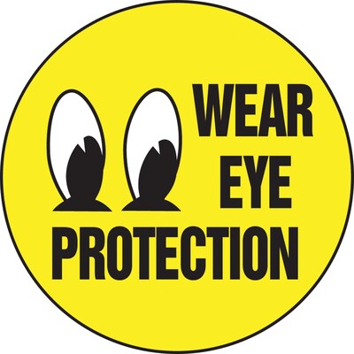 Accuform Hard Hat/Helmet Decal, WEAR EYE PROTECTION, 2 1/4, Adhesive Vinyl, 10/Pack (LHTL388)