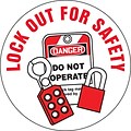 ACCUFORM SIGNS® Hard Hat/Helmet Decal, LOCK OUT FOR SAFETY, 2¼, Adhesive Vinyl, 10/Pk