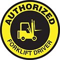ACCUFORM SIGNS® Hard Hat/Helmet Decal, AUTHORIZED FORKLIFT DRIVER, 2¼, Adhesive Vinyl, 10/Pk