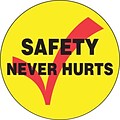 ACCUFORM SIGNS® Hard Hat/Helmet Decal, SAFETY NEVER HURTS, 2¼, Adhesive Vinyl, 10/Pk