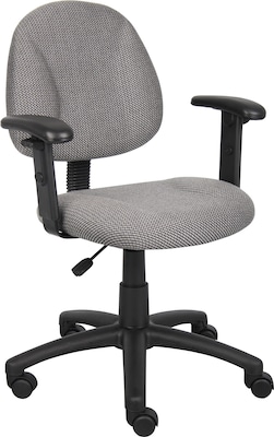 Boss Perfect Posture Deluxe Office Task Chair with Adjustable Arms, Grey (B316-GY)