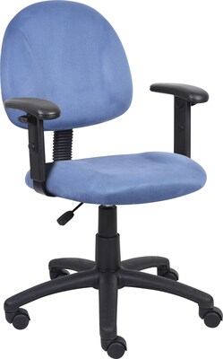 Boss Microfiber Deluxe Posture Chair with Adjustable Arms, Blue (B326)