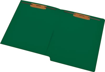 Medical Arts Press® 14 pt. Colored End-Tab Pocket Folders; 2 Fasteners, Green, 50/Box