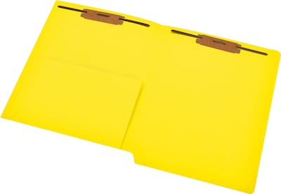Medical Arts Press® 14 pt. Colored End-Tab Pocket Folders; 2 Fasteners, Yellow, 50/Box
