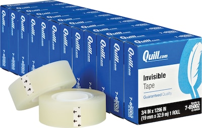 Quill Brand® Invisible Tape, Matte Finish, 3/4 x 1296, 12 /Pack (765002PK)