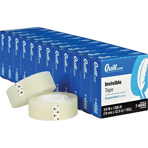 Quill Brand® Invisible Tape, Matte Finish, 3/4 x 36 yds., 12 /Pack (765002PK)