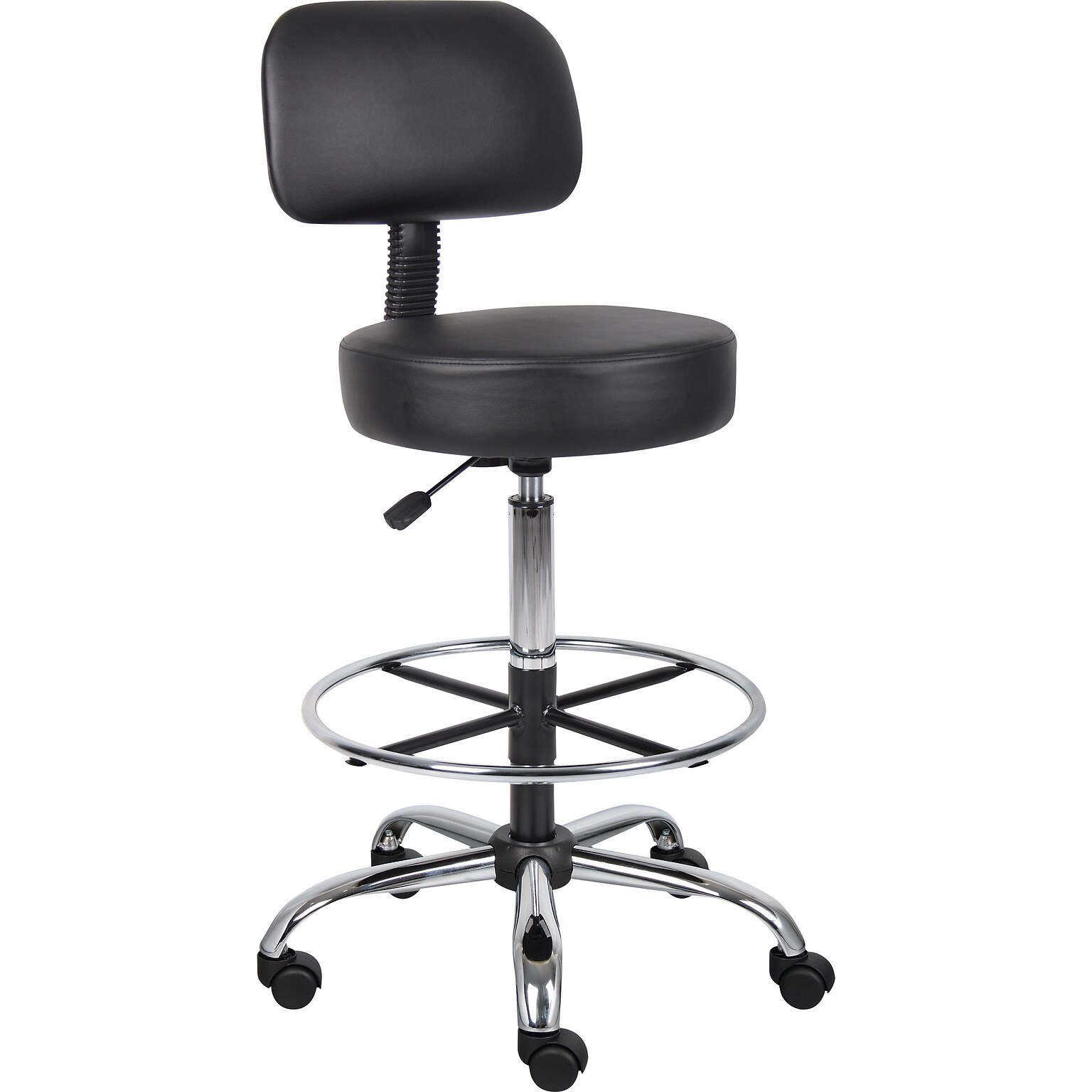 Boss® CareSoft Medical/Drafting Stool with Back Cushion; Black