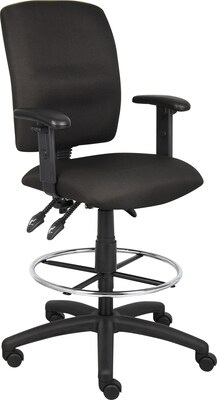 Boss® Multi-Function Fabric Drafting Stool w/ Adjustable Arm; Black
