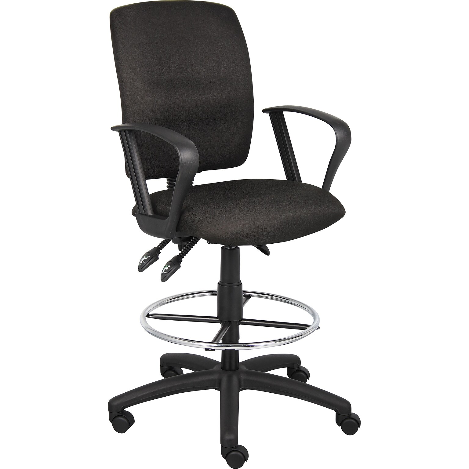 Boss® Multi-Function Fabric Drafting Stool w/ Loop Arms; Black