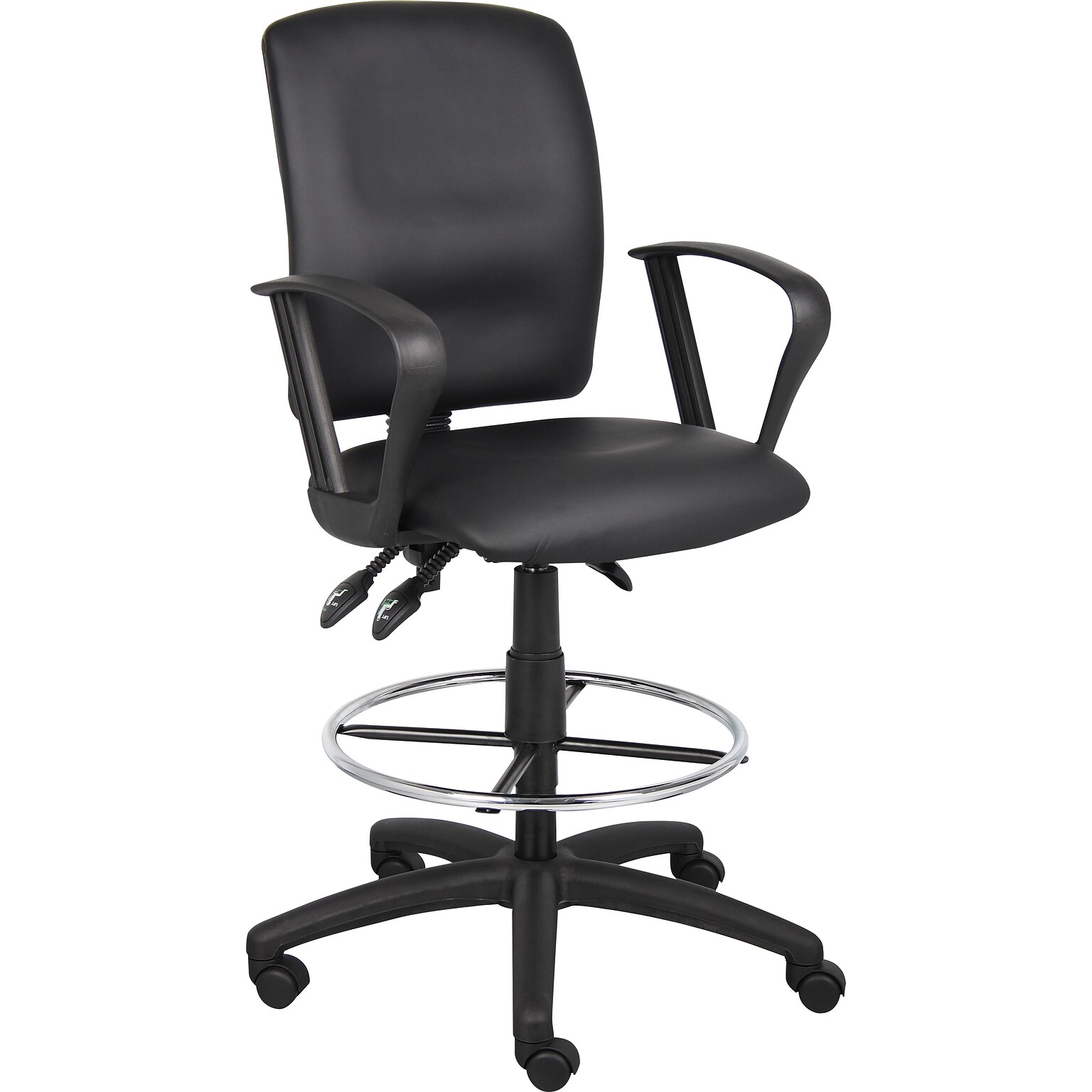 Boss® Multi-Function LeatherPlus Drafting Stool w/ Loop Arms