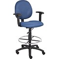 Boss® Fabric Drafting Stool with Adjustable Arms & Footring; Blue