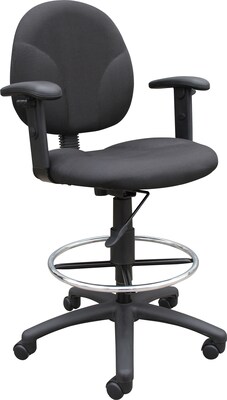 Boss® Fabric Drafting Stool with Adjustable Arms & Footring; Black