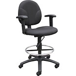 Boss® Fabric Drafting Stool with Adjustable Arms & Footring; Black