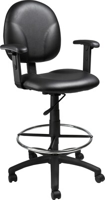 Boss Black Caressoft Drafting Stools W/Adj Arms & Footring