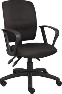 Boss Multi-Function Fabric Task Chair W/Loop Arms, Black (B3037-BK)