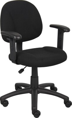 Boss Perfect Posture Deluxe Office Task Chair with Adjustable Arms, Black (B316-BK)
