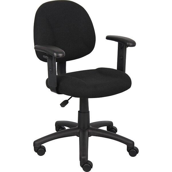Boss Perfect Posture Deluxe Office Task Chair with Adjustable Arms, Black (B316-BK)