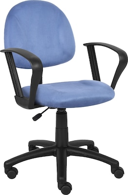 Boss Microfiber Deluxe Posture Chair W/ Loop Arms, Blue (B327-BE)