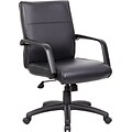 Boss Mid Back Executive Chair In LeatherPlus, Black (B686)