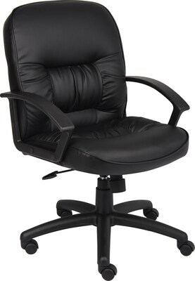 Boss Mid Back Leatherplus Executive Chair, Black (B7306)