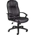Boss High Back Leather Plus Executive Chair, Black (B7641)
