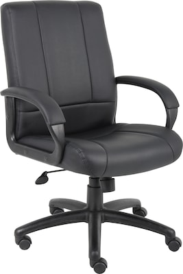 Boss Caressoft Executive Mid Back Chair, Black (B7906)