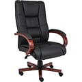 Boss High Back Executive Wood Finished Chair, Black/Cherry (B8991-C)