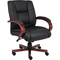 Boss Mid Back Executive Wood Finished Chair, Black/Cherry (B8996-C)