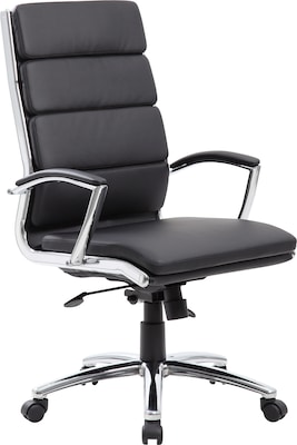 Boss Executive CaressoftPlus Chair with Metal Chrome Finish, Black (B9471-BK)