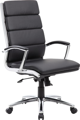 Photo 1 of Boss Executive CaressoftPlus Chair with Metal Chrome Finish, Black (B9471-BK)