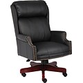 Boss Traditional High Back CaressoftPlus Chair W/Mahogany Base, Black (B980-CP)
