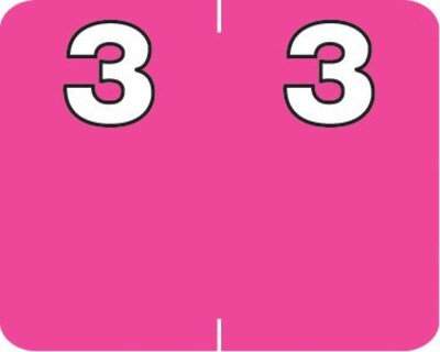 Medical Arts Press® Numeric Labels on Roll; 3, Pink
