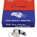 Champion Sports Metal Whistle, Silver, 12/Pack (CHS501)