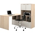 i3 by Bestar® 150854-38 L-Shaped Desk in Northern Maple & Sandstone