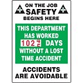 ACCUFORM SIGNS® Turn-A-Day Scoreboard, THIS DEPT. HAS WORKED # DAYS W/OUT ACCIDENT, 36x24, Plastic (MSCBDD14)