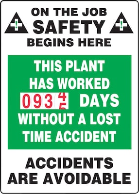 Accuform Turn-A-Day Scoreboard, THIS PLANT HAS WORKED # DAYS W/OUT ACCIDENT, 36x24, Plastic (MSCBD