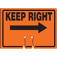 Accuform Traffic Cone Top Warning Sign, KEEP RIGHT (ARROW), 10 x 14, Plastic (FBC772)